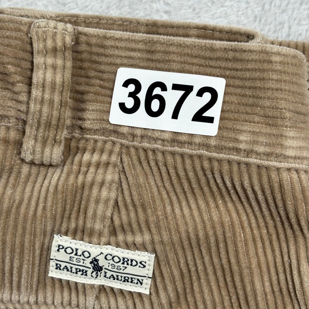 Polo Ralph Lauren Andrew Pant Tan Corduroy Pleated Trousers 34x32 Mens - Picture 12 of 12